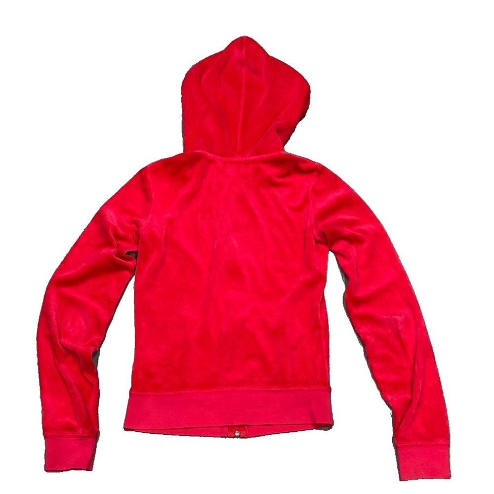 Juicy Couture Hoodie zip up velvet Y2K preppy Womens Red S petite A006837 - Picture 4 of 11